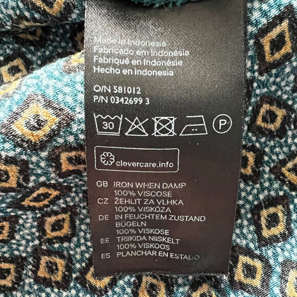 H&M Shirt Womens Size 4 Keyhole Neck Blouse Geometric Print - Picture 10 of 12